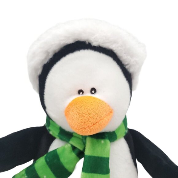 Gitzy 15” Penguin W/ Green Winter Scarf‎ & Hat Stuffed Animal Plush Holiday Xmas - Picture 2 of 6